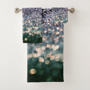 Mermaid Glitter Bokeh Glam 2 Bath Towel Set