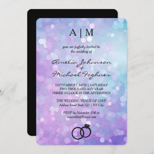 Mermaid Glitter Monogram Wedding Invitation 