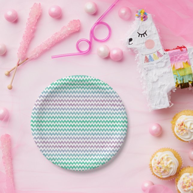 Mermaid Glitter Pattern  Paper Plate (Party)