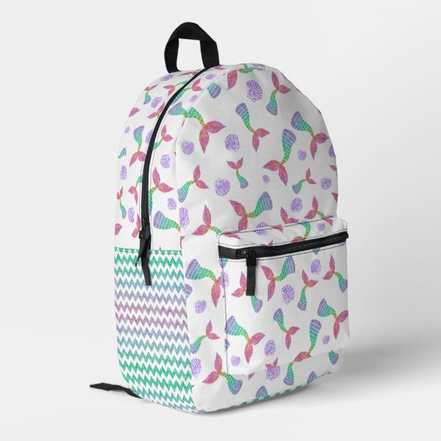 Mermaid Glitter Pattern  Printed Backpack (Back Corner Left)