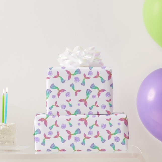 Mermaid Glitter Pattern  Wrapping Paper (Party Gifts)