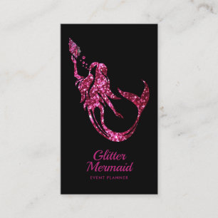Mermaid Glitter Pink Event Planner Business Card