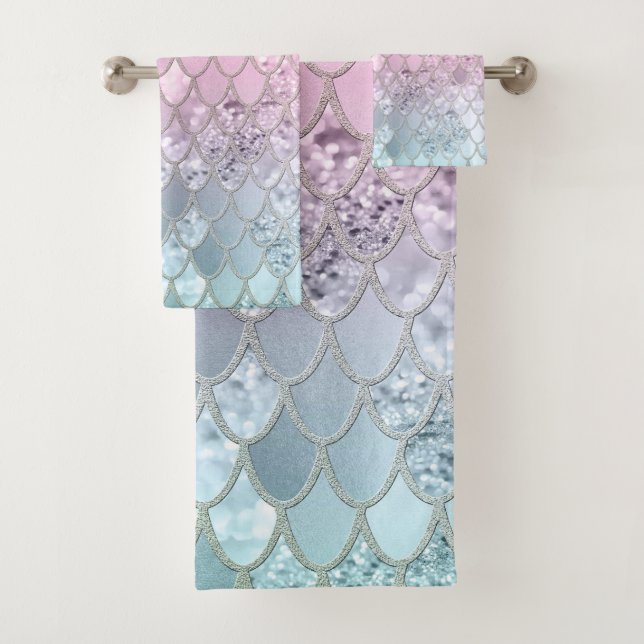 Mermaid Glitter Scales #2 Bath Towel Set (Insitu)