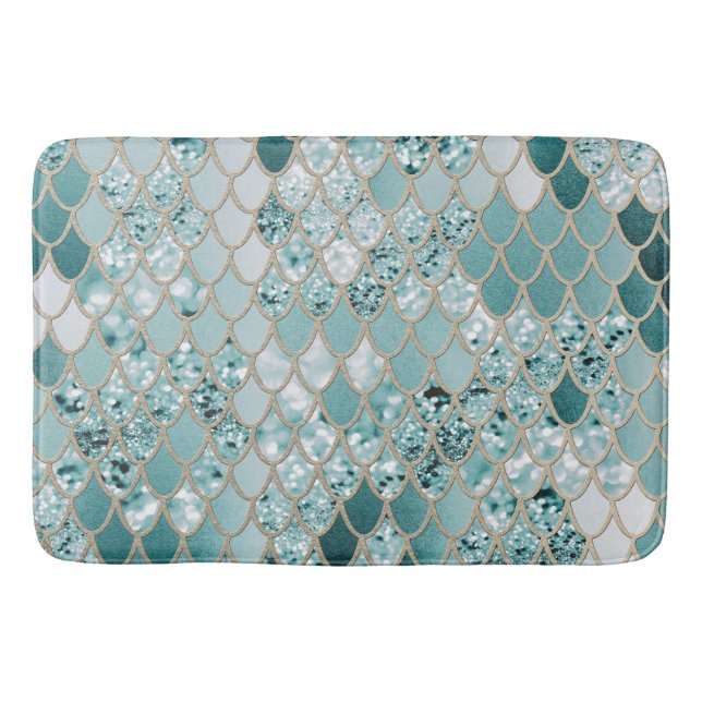 Mermaid Glitter Scales #3 #shiny Bath Mat (Front)