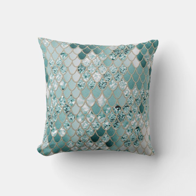 Mermaid Glitter Scales #3 #shiny Cushion (Front)