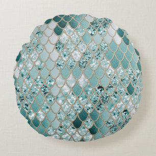 Mermaid Glitter Scales #3 #shiny Round Cushion
