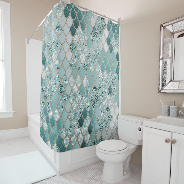 Mermaid Glitter Scales #3 #shiny Shower Curtain (In Situ)