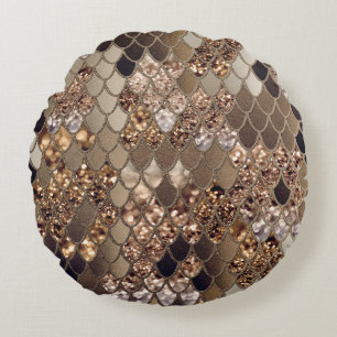Mermaid Glitter Scales #6 Round Cushion