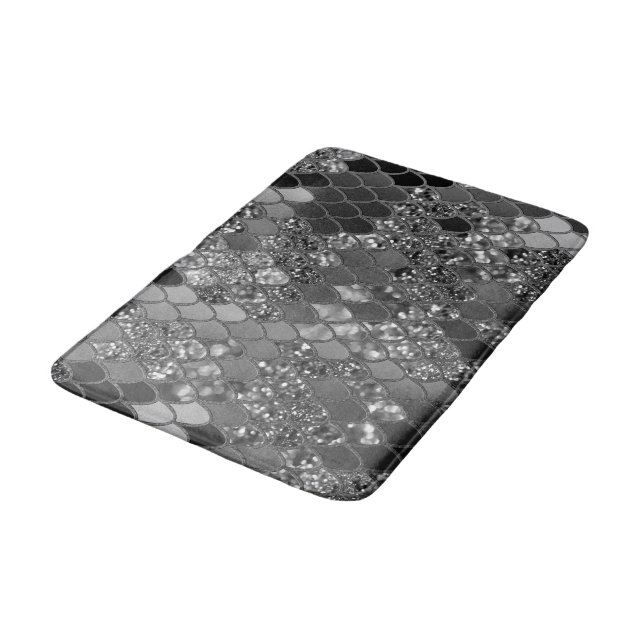 Mermaid Glitter Scales #7 (Faux Glitter) #shiny Bath Mat (Angled)