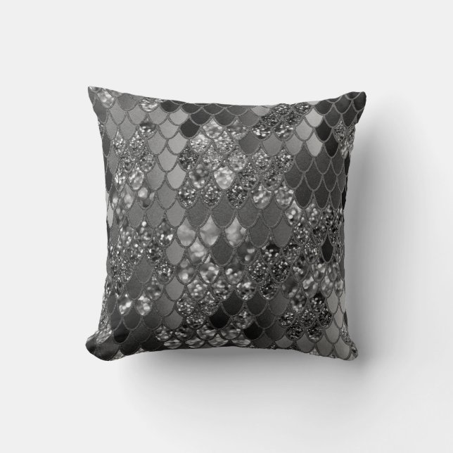 Mermaid Glitter Scales #7 (Faux Glitter) #shiny Cushion (Front)