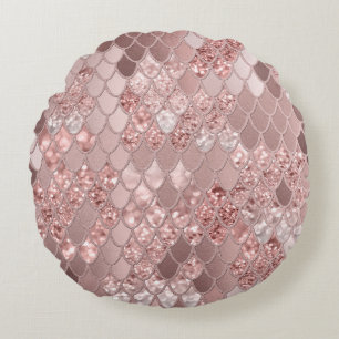 Mermaid Glitter Scales #8 (Faux Glitter) Round Cushion