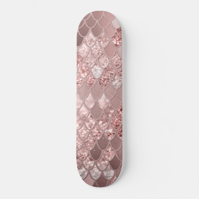 Mermaid Glitter Scales #8 (Faux Glitter) Skateboard (Front)