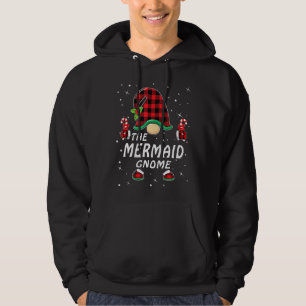 Mermaid Gnome Buffalo Plaid Matching Family Christ Hoodie