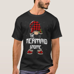 Mermaid Gnome Buffalo Plaid Matching Family Christ T-Shirt