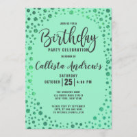 Mermaid Green Glitter Confetti Border Birthday