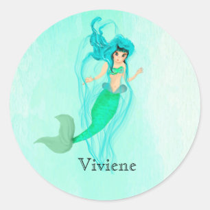 Mermaid Green Mermaid Tail Girly Classic Round Sticker