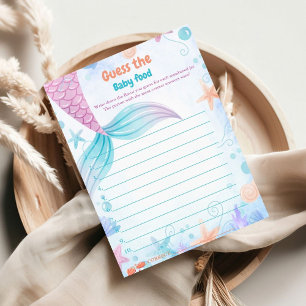 Mermaid Guess The Baby Food Baby Shower Game Card
