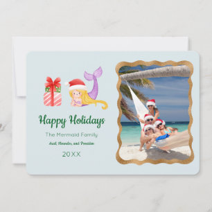 Mermaid Happy Holidays Photo Greeting Card