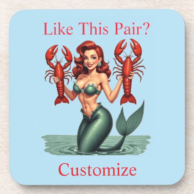 Mermaid Holding Lobsters Thunder_Cove Coaster (Front)
