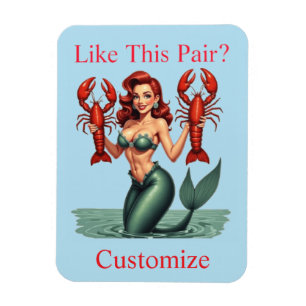 Mermaid Holding Lobsters Thunder_Cove Magnet