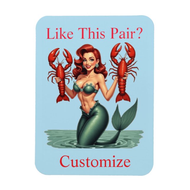 Mermaid Holding Lobsters Thunder_Cove Magnet (Vertical)