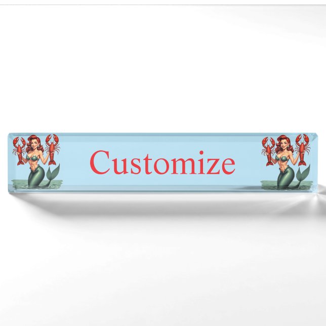 Mermaid Holding Lobsters Thunder_Cove Nameplate (Front)