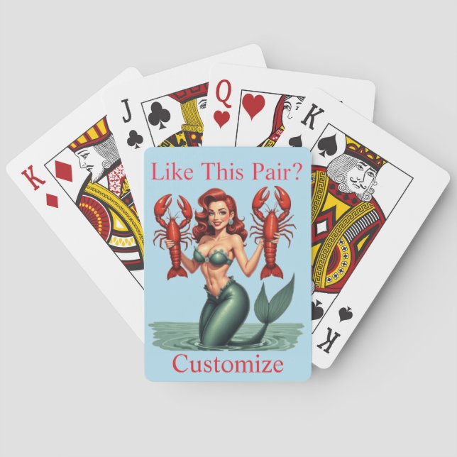 Mermaid Holding Lobsters Thunder_Cove Playing Cards (Back)