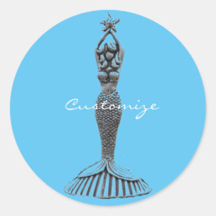 Mermaid Holding Star Thunder_Cove Classic Round Sticker