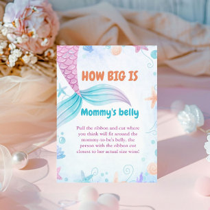 Mermaid  How Big is mummy's belly Baby Shower Game Pedestal Sign