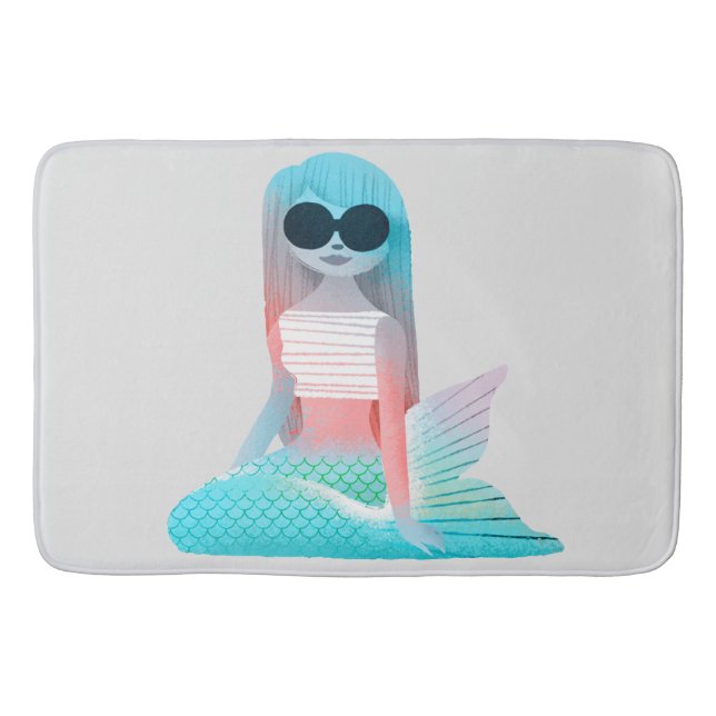 Mermaid illustration bath mat (Front)