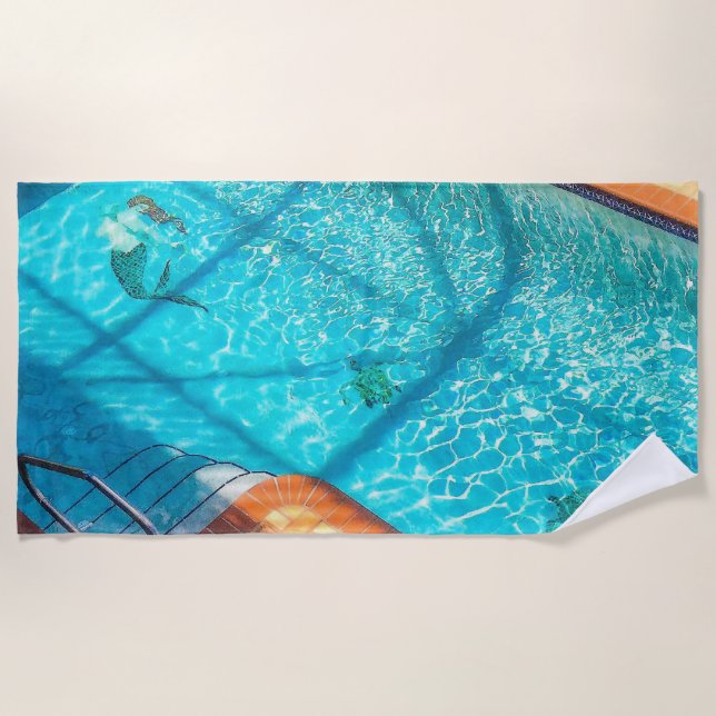 Mermaid in a Swimming Pool Beach Towel (Front)