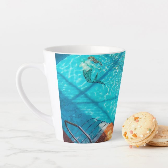 Mermaid in a Swimming Pool Latte Mug (In Situ)