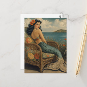 Mermaid in a Vintage Chair Postcard