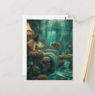 Mermaid in Her Undersea Living Room Postcard