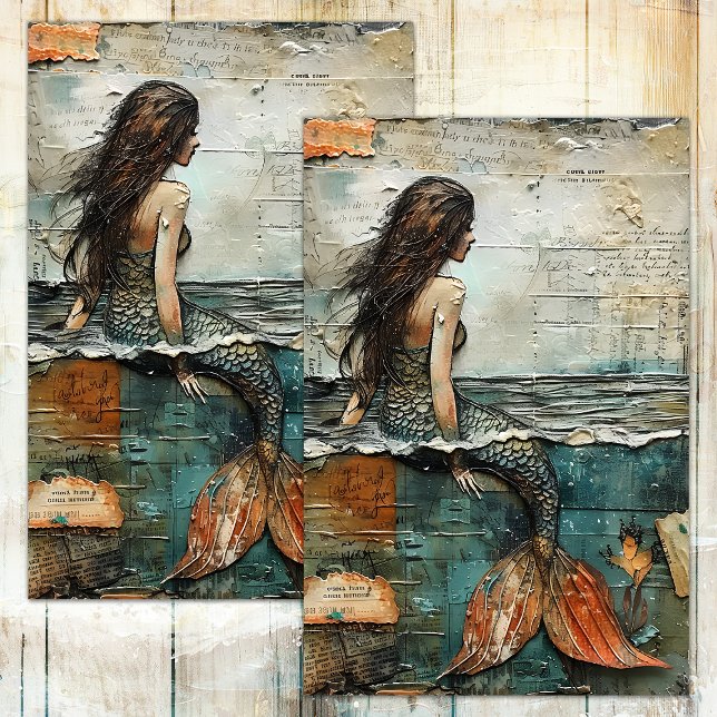 MERMAID IN MIXED MEDIA DECOUPAGE TISSUE PAPER (MERMAID IN MIXED MEDIA DECOUPAGE TISSUE PAPER)