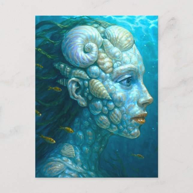 Mermaid in shells - painting style postcard (Front)