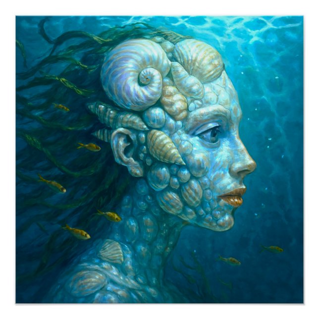 Mermaid in shells - painting style poster (Front)