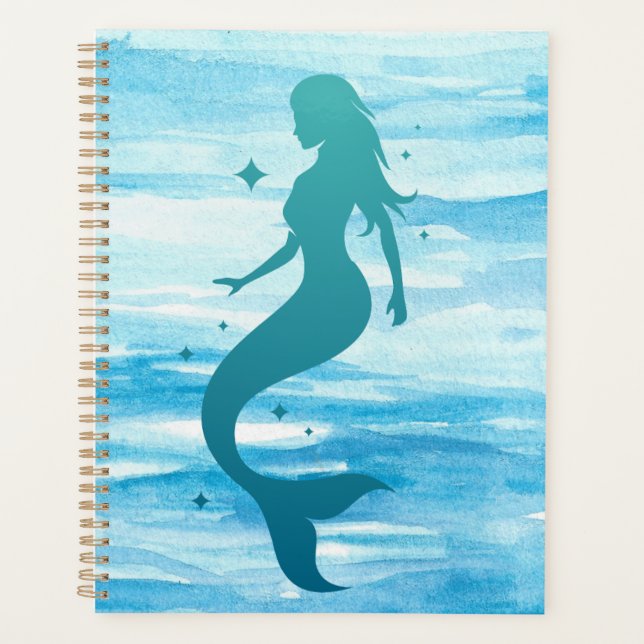 Mermaid in Silhouette in Sea on a planner (Front)