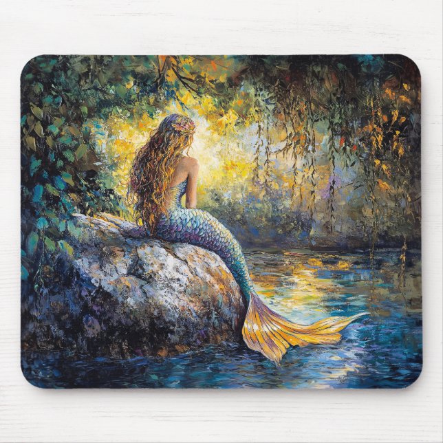 Mermaid in the Grotto Painting Mouse Pad (Front)