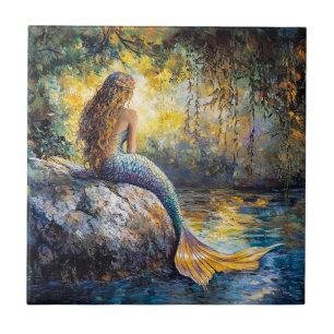Mermaid in the Grotto Painting Tile