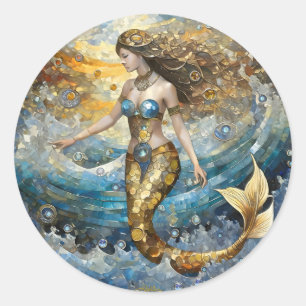 Mermaid in the Ocean Waves Classic Round Sticker