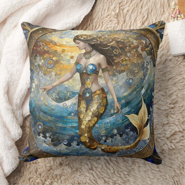 Mermaid in the Ocean Waves Cushion (Blanket)