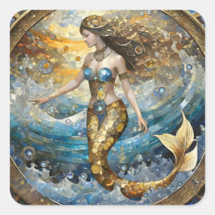 Mermaid in the Ocean Waves Square Sticker