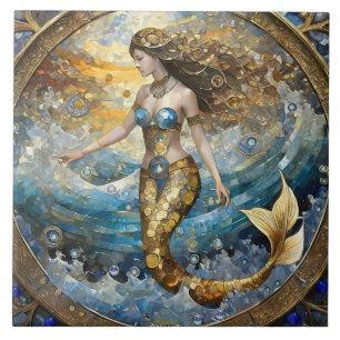 Mermaid in the Ocean Waves Tile