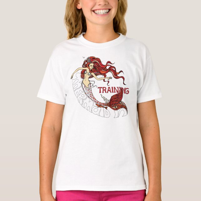 Mermaid in Training, children (redhead) T-Shirt (Front)