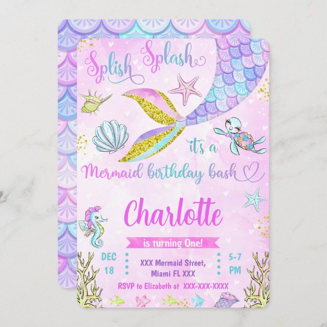 Mermaid Invitation (Front/Back)