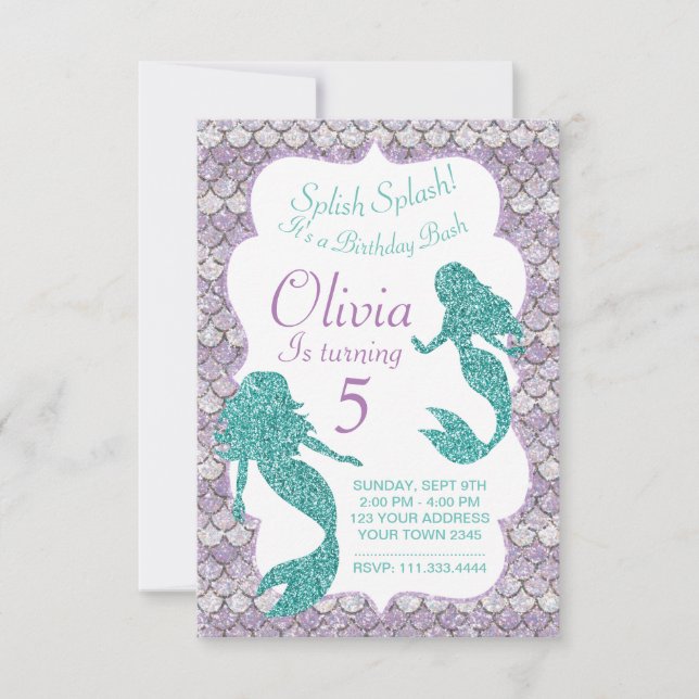 Mermaid Invitation, Under the Sea Party Invitation (Front)