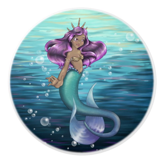 Mermaid Iole Ceramic Knob (Front)