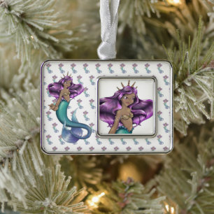 Mermaid Iole Silver Plated Framed Ornament