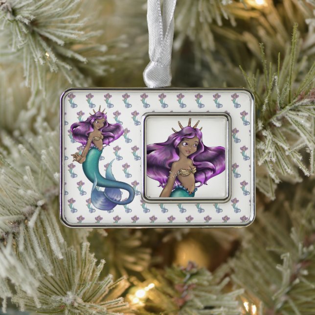 Mermaid Iole Silver Plated Framed Ornament (Tree)